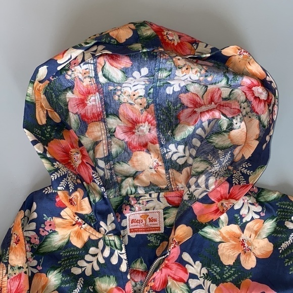 GORGEOUS Vintage Bless You Floral Long Sleeve Zip-up Crop Style Jacket Size Med - Picture 8 of 15